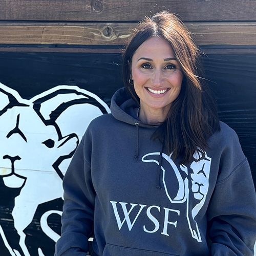 Paige Culver in front of the WSF Headquarters in Bozeman Montana
